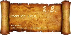 Romsics Erik névjegykártya